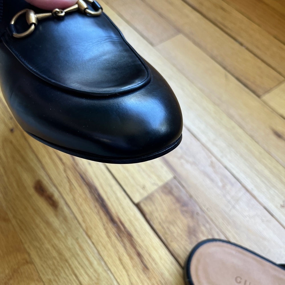 Gucci Black Leather Mules with Gold Hardware 7 37 Princetown Shoes Loafers - Picture 8 of 9